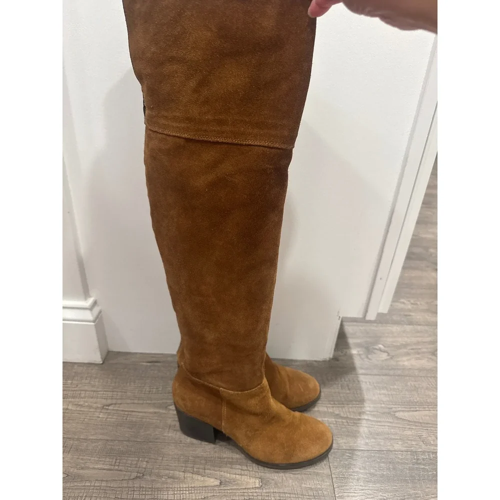 Steve Madden Womens Brown Suede Over The Knee Block Heel Boots Size 9